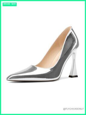 Womens Stiletto Square Toe Pumps Slip-On Patent Leather Office Heels 3.9in